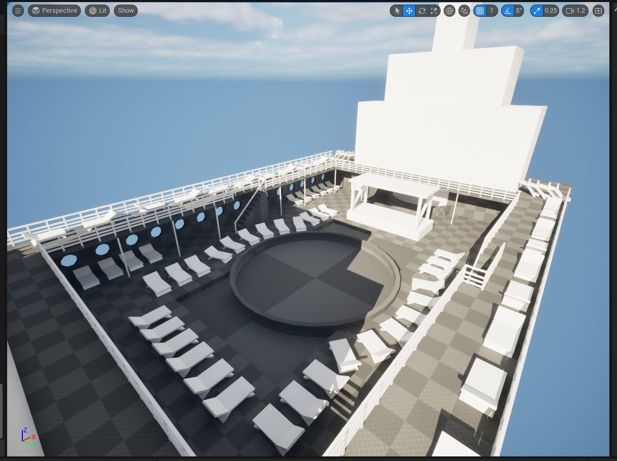 Whitebox of the pool deck