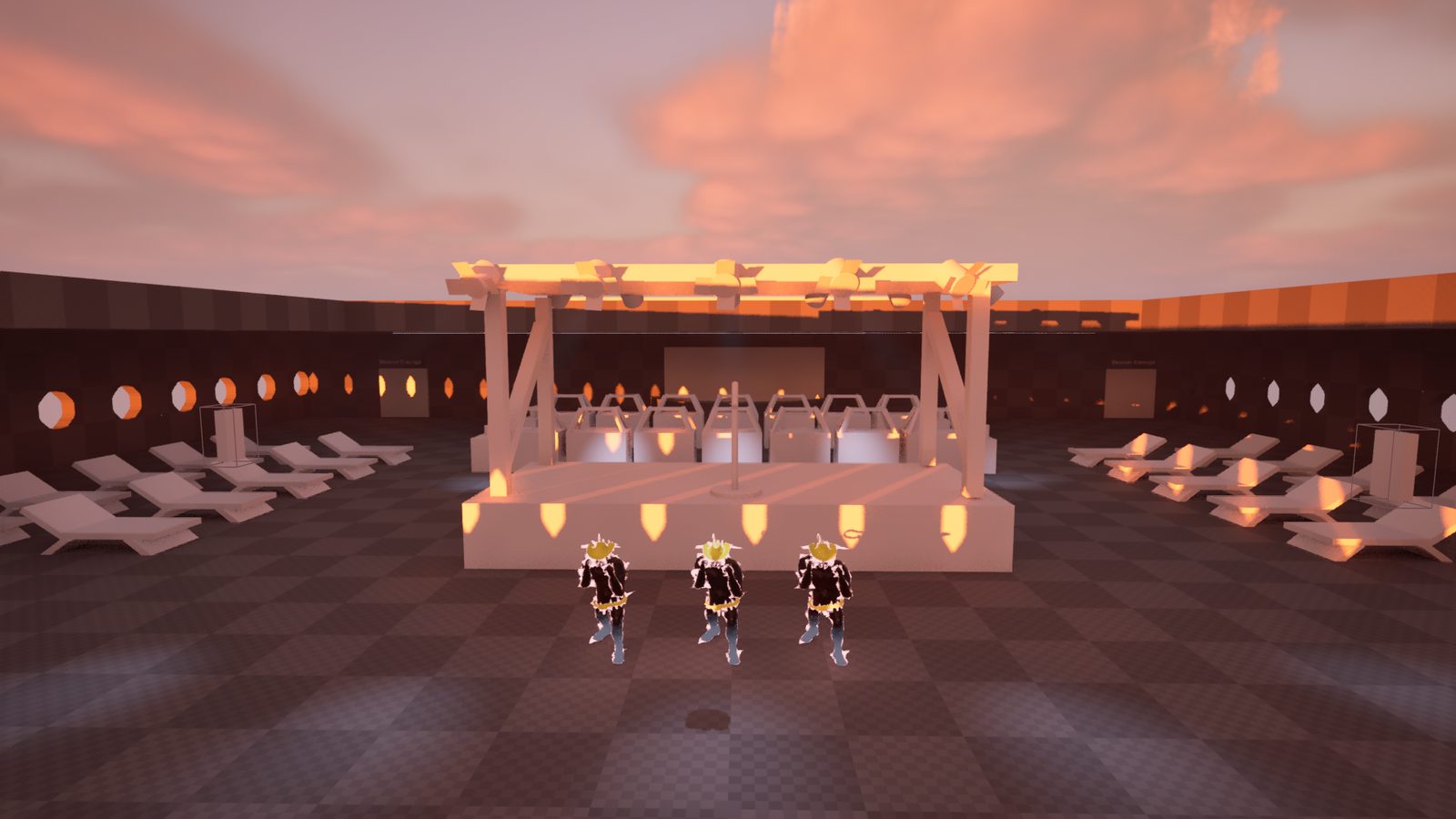 Dressed blockout with stage and props
