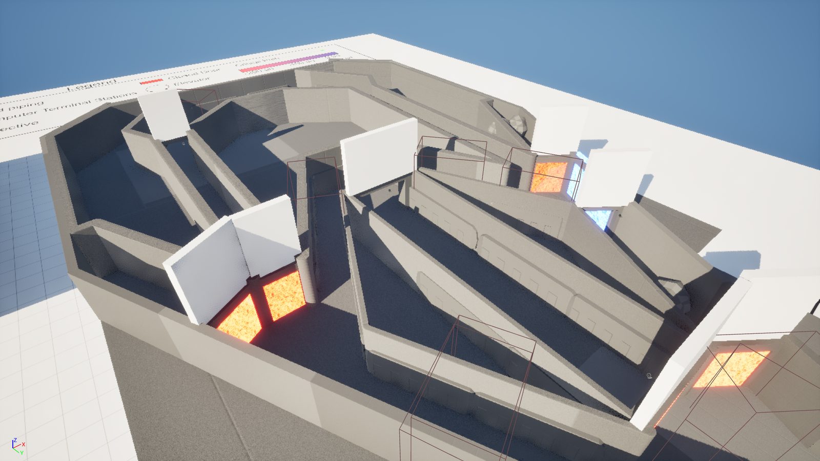 Overhead whitebox of floor two